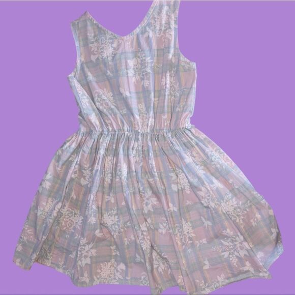 Disorderly kids vintage pastel‎ plaid and floral print dress size 12 - Picture 4 of 6